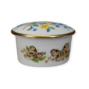 Vintage Caverswall Fine Bone China Butterfly & Floral Decorated Covered Dish